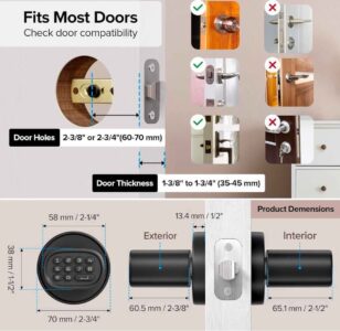 Keyless Door Lock Knob (BLACK) - Image 2