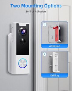 Video Doorbell Battery Operated 2K HD Video with Chime
