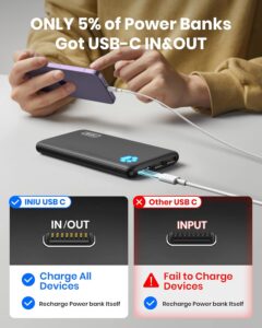 NIU Power Bank, USB C in&Out Slimmest 10000mAh Portable Charger, Triple 3A High-Speed Charge External Battery Pack, Flashlight Phone Charger for iPhone 16 15 14 13 12 - Image 7