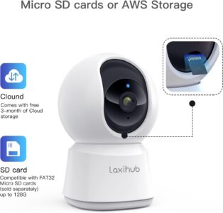 360° View 2K Pet Camera with Phone App 2 Pack, Indoor Security Camera, Baby Monitor, Motion Tracking, Pan/Tilt, Night Vision, Two-Way Audio, Works with Alexa, 2.4G WiFi Only (P2T 2PC) - Image 6