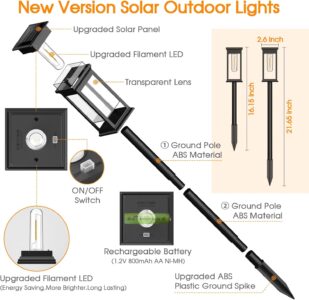 8 Pack Solar Lights Outdoor, KOOPER Bright Solar Lights Outdoor Waterproof, LED Solar Pathway Lights Decorative Landscape Lighting for Patio Yard Lawn Driveway - Image 4