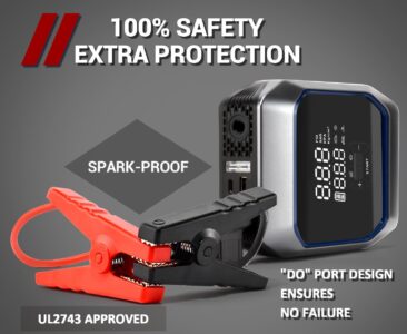 Jump Starter with Air Compressor, Portable Car Battery Jump Starter Battery Pack (8.5 Gas/8.0L Diesel), 12V Jumper Starter Portable Jump Box with LED Display, Emergency Light, Power Bank - Image 6