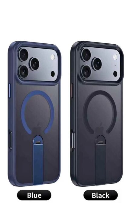 iPhone 17 pro Case with Stand Wireless Charging Case [ Blue/Black] Quality Product