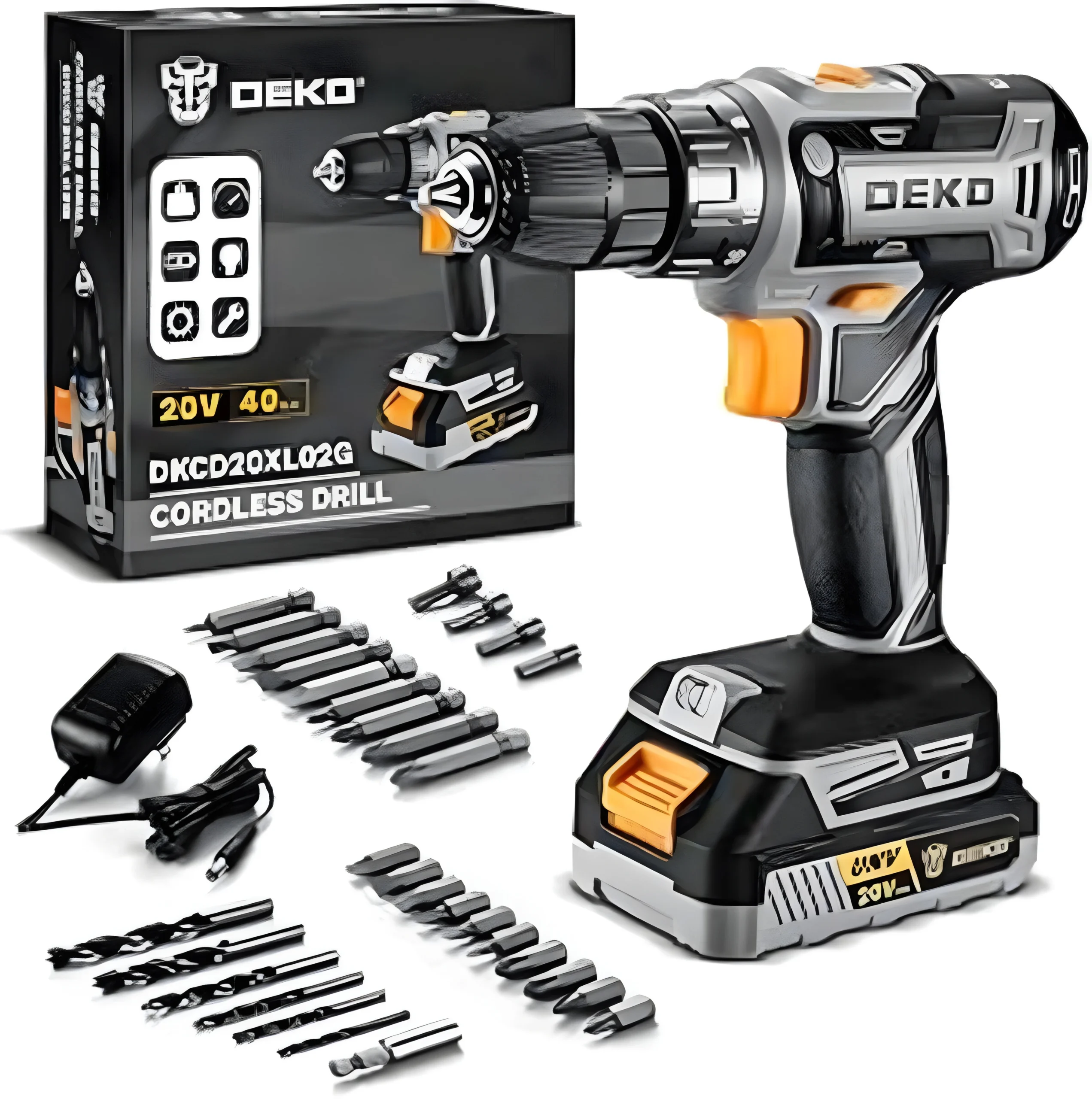 DEKOPRO 20V Cordless Drill Set with Battery & Charger
