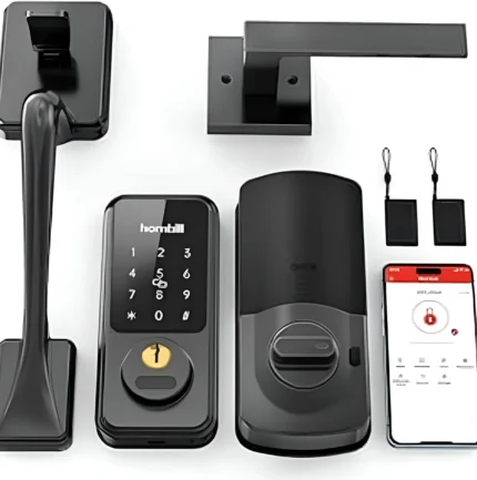 Hornbill Smart Deadbolt Lock with Handle Matte Black Keyless Entry Front Door Lock