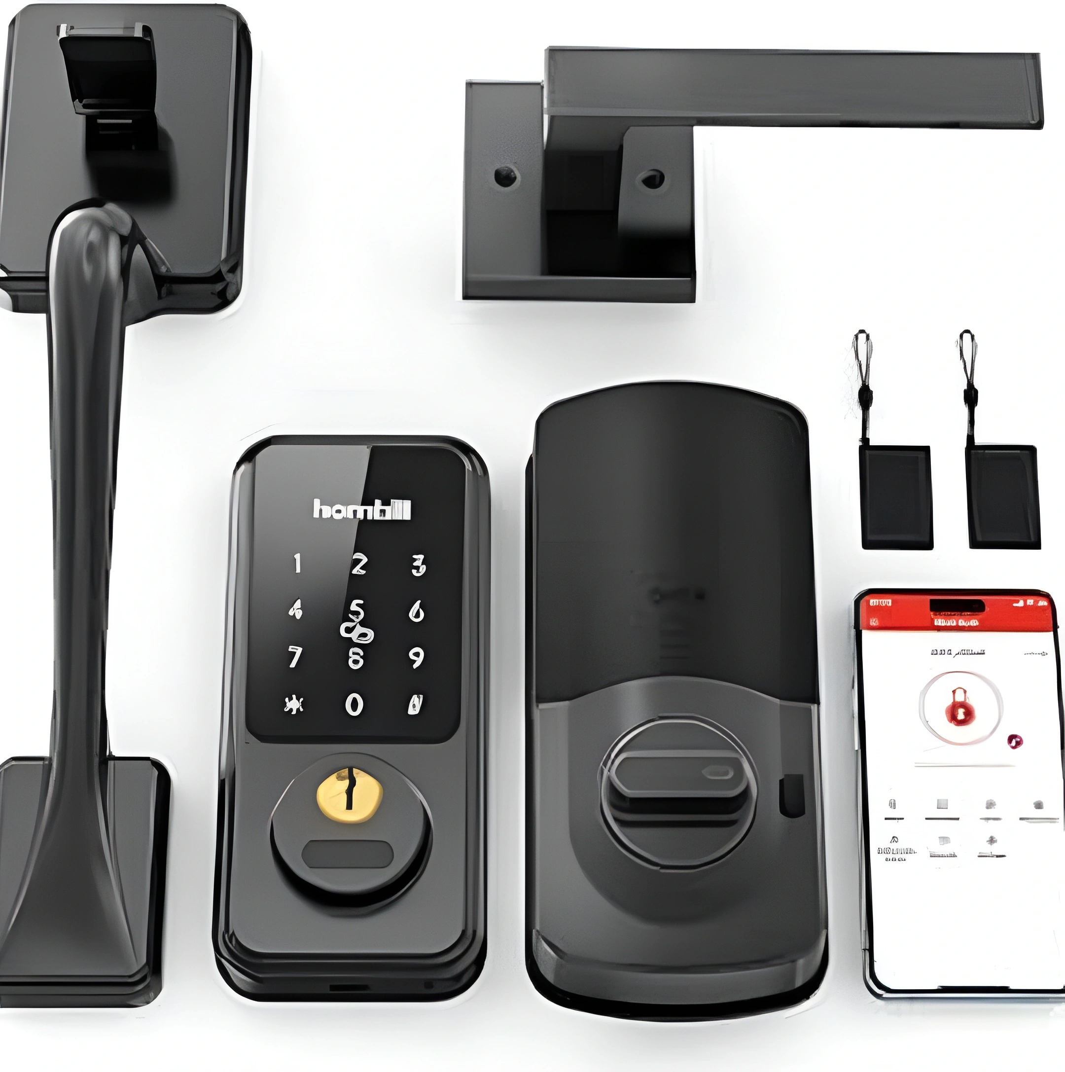 Hornbill Smart Deadbolt Lock with Handle Matte Black Keyless Entry Front Door Lock