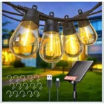 Solar String Lights Outdoor 52FT with 15+2 Shatterproof Bulbs – 8 Lighting Modes & 4 Brightness Levels