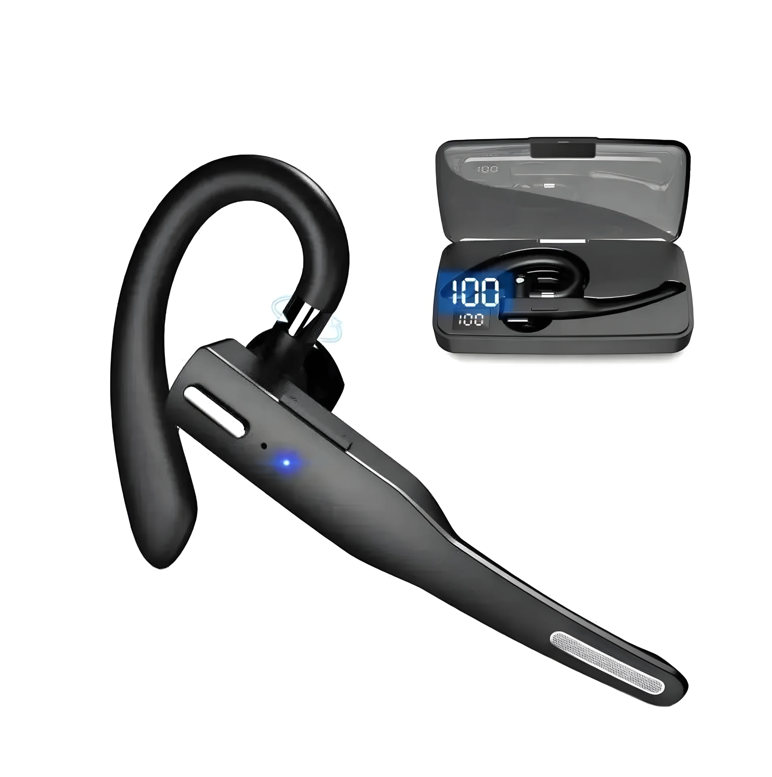 Business Wireless Single Ear Earphone with Mic – Bluetooth Earbuds for Calls & Music