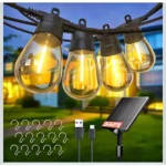 Solar String Lights Outdoor 52FT with 15+2 Shatterproof Bulbs